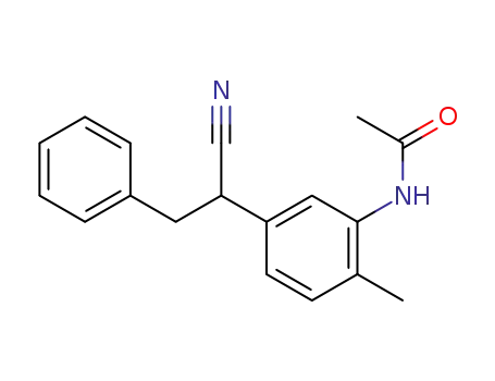 Molecular Structure of 101792-59-0 (2-(3-acetylamino-4-methyl-phenyl)-3-phenyl-propionitrile)