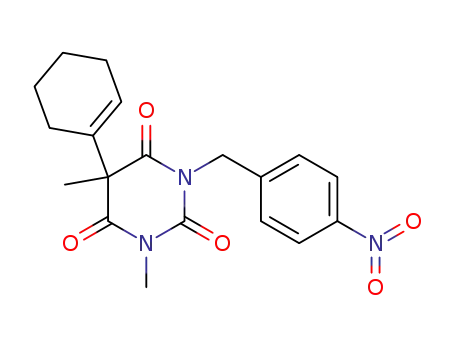 Molecular Structure of 24425-36-3 (5-cyclohex-1-enyl-1,5-dimethyl-3-(4-nitro-benzyl)-pyrimidine-2,4,6-trione)