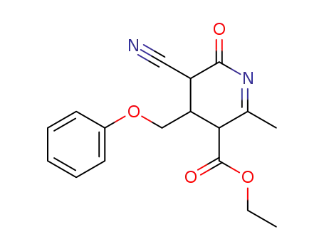 Molecular Structure of 875224-81-0 (5-cyano-2-methyl-6-oxo-4-phenoxymethyl-3,4,5,6-tetrahydro-pyridine-3-carboxylic acid ethyl ester)