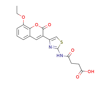 Molecular Structure of 880105-75-9 (Butanoic acid,
4-[[4-(8-ethoxy-2-oxo-2H-1-benzopyran-3-yl)-2-thiazolyl]amino]-4-oxo-)