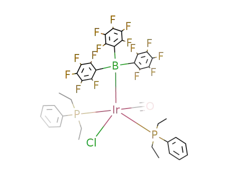 Molecular Structure of 30117-24-9 (((C<sub>6</sub>H<sub>5</sub>)(C<sub>2</sub>H<sub>5</sub>)2P)2(CO)IrClB(C<sub>6</sub>F<sub>5</sub>)3)
