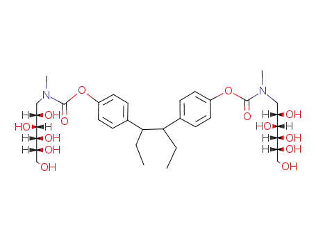 Molecular Structure of 105862-16-6 (Bis-O-<methyl-(1-desoxy-glucosyl-1)-carbamoyl>-hexoestrol)