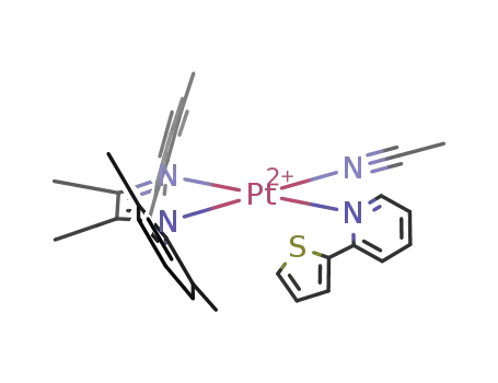 [2,6-Me<sub>2</sub>C<sub>6</sub>H<sub>3</sub>NC(CH<sub>3</sub>)C(CH<sub>3</sub>)N 2,6-Me<sub>2</sub>C<sub>6</sub>H<sub>3</sub>] platinum(II)(acetonitrile)(2-(2-thienyl)pyridine)