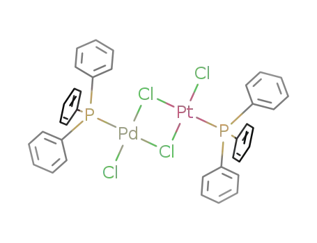 Molecular Structure of 95387-55-6 ({(triphenylphosphine)ClPd(μ-Cl)2PtCl(triphenylphosphine)})