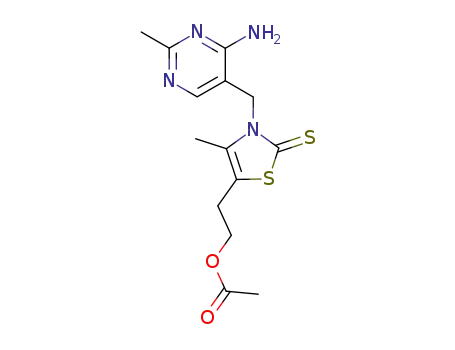 Molecular Structure of 92325-11-6 (5-(2-acetoxy-ethyl)-3-(4-amino-2-methyl-pyrimidin-5-ylmethyl)-4-methyl-3<i>H</i>-thiazole-2-thione)