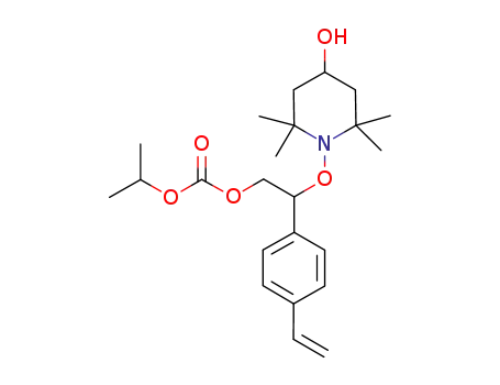 Molecular Structure of 262616-12-6 (2-(isopropyloxycarbonyloxy)-1-(4'-hydroxy-2',2',6',6'-tetramethyl-1'-piperidinyloxy)-1-(4'-vinylphenyl)ethane)