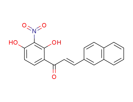 Molecular Structure of 101884-41-7 (1-(2,4-dihydroxy-3-nitro-phenyl)-3<i>t</i>-[2]naphthyl-propenone)