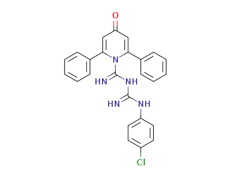 Molecular Structure of 102893-49-2 (<i>N</i>-(4-chloro-phenyl)-<i>N</i>'-(4-oxo-2,6-diphenyl-4<i>H</i>-pyridine-1-carboximidoyl)-guanidine)