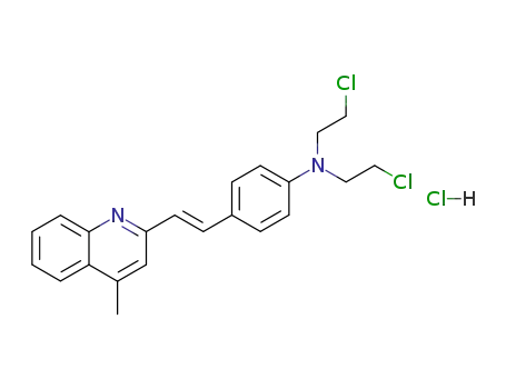 Molecular Structure of 117044-82-3 (<i>N</i>,<i>N</i>-bis-(2-chloro-ethyl)-4-[<i>trans</i>-2-(4-methyl-[2]quinolyl)-vinyl]-aniline; hydrochloride)