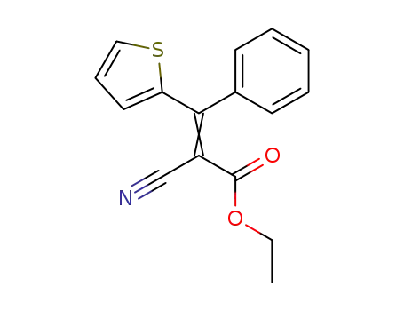 Molecular Structure of 62487-04-1 (2-Propenoic acid, 2-cyano-3-phenyl-3-(2-thienyl)-, ethyl ester)