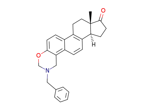 Molecular Structure of 102263-47-8 (2-benzyl-8a-methyl-(8a<i>r</i>,11a<i>t</i>)-2,3,7,8,8a,10,11,11a-octahydro-1<i>H</i>-cyclopenta[7,8]phenanthro[1,2-<i>e</i>][1,3]oxazin-9-one)