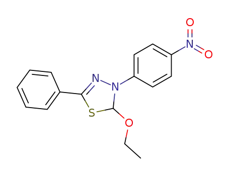 Molecular Structure of 64874-34-6 (1,3,4-Thiadiazole, 2-ethoxy-2,3-dihydro-3-(4-nitrophenyl)-5-phenyl-)