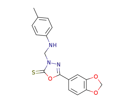 5-benzo[1,3]dioxol-5-yl-3-(4-methyl-anilinomethyl)-3<i>H</i>-[1,3,4]oxadiazole-2-thione