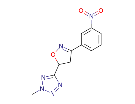 Molecular Structure of 10221-29-1 (2-methyl-5-[3-(3-nitro-phenyl)-4,5-dihydro-isoxazol-5-yl]-2<i>H</i>-tetrazole)