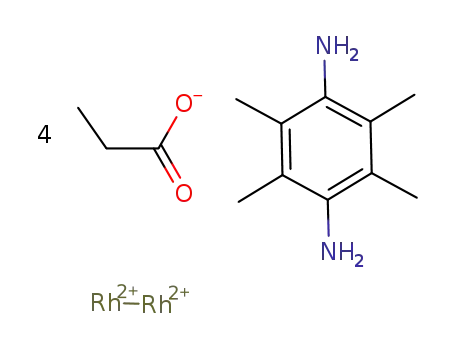 Rh<sub>2</sub><sup>(4+)</sup>*4O<sub>2</sub>CC<sub>2</sub>H<sub>5</sub><sup>(1-)</sup>*C<sub>6</sub>(CH<sub>3</sub>)4(NH<sub>2</sub>)2=Rh<sub>2</sub>(O<sub>2</sub>CC<sub>2</sub>H<sub>5</sub>)4(C<sub>6</sub>(CH<sub>3</sub>)4(NH<sub>2</sub>)2)