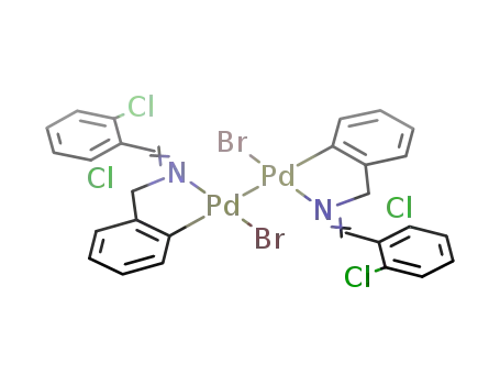 {Pd(Cl<sub>2</sub>C<sub>6</sub>H<sub>3</sub>CH=NCH<sub>2</sub>C<sub>6</sub>H<sub>4</sub>)(Br)}2