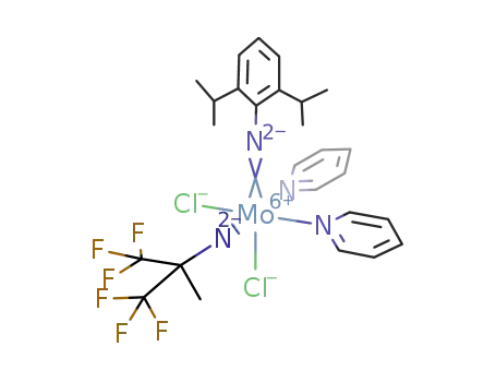 molybdenum(VI)(N-2,6-i-Pr<sub>2</sub>C<sub>6</sub>H<sub>5</sub>)[(hexafluoro-tert-butyl)imido]Cl<sub>2</sub>(pyridine)2