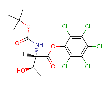 Molecular Structure of 18917-46-9 (L-Threonine, N-[(1,1-dimethylethoxy)carbonyl]-, pentachlorophenyl ester)
