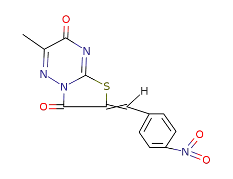 Molecular Structure of 53047-87-3 (6-methyl-2-(4-nitro-benzylidene)-thiazolo[3,2-<i>b</i>][1,2,4]triazine-3,7-dione)