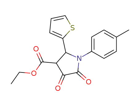 4,5-dioxo-2-thiophen-2-yl-1-<i>p</i>-tolyl-pyrrolidine-3-carboxylic acid ethyl ester