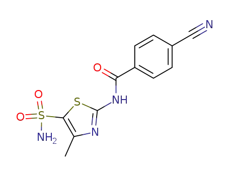 Molecular Structure of 91974-90-2 (4-cyano-<i>N</i>-(4-methyl-5-sulfamoyl-thiazol-2-yl)-benzamide)