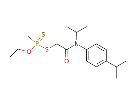 Molecular Structure of 64214-01-3 (Phosphonodithioic acid, methyl-, O-ethyl
S-[2-[(1-methylethyl)[4-(1-methylethyl)phenyl]amino]-2-oxoethyl] ester)