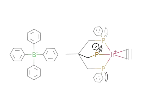 Ir(CH<sub>3</sub>C(CH<sub>2</sub>P(C<sub>6</sub>H<sub>5</sub>)2)3)(C<sub>2</sub>H<sub>2</sub>)<sup>(1+)</sup>*B(C<sub>6</sub>H<sub>5</sub>)4<sup>(1-)</sup>=[Ir(CH<sub>3</sub>C(CH<sub>2</sub>P(C<sub>6</sub>H<sub>5</sub>)2)3)(C<sub>2</sub>H<sub>2</sub>)][B(C<sub>6</sub>H<sub>5</sub>)4]