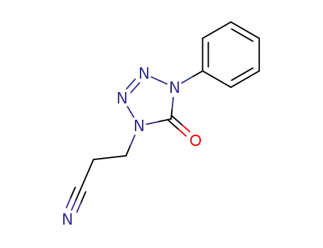 Molecular Structure of 6415-56-1 (3-(5-oxo-4-phenyl-4,5-dihydro-tetrazol-1-yl)-propionitrile)