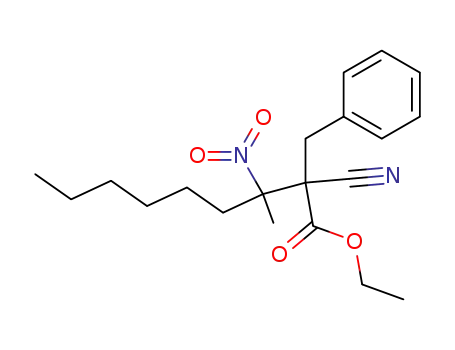 Molecular Structure of 344567-40-4 (2-Benzyl-2-cyano-3-methyl-3-nitro-nonanoic acid ethyl ester)