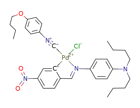 (C<sub>4</sub>H<sub>9</sub>OC<sub>6</sub>H<sub>4</sub>NC)Pd(Cl)(NO<sub>2</sub>C<sub>6</sub>H<sub>3</sub>CHNC<sub>6</sub>H<sub>4</sub>N(C<sub>4</sub>H<sub>9</sub>)2)