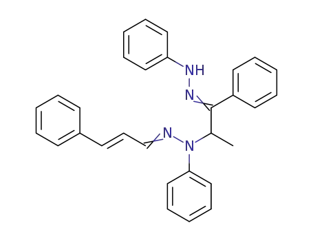 Molecular Structure of 116171-43-8 (1-phenyl-2-<1-phenyl-2-(3-phenyl-2-propenylidene)-hydrazino>-1-propanone phenylhydrazone)