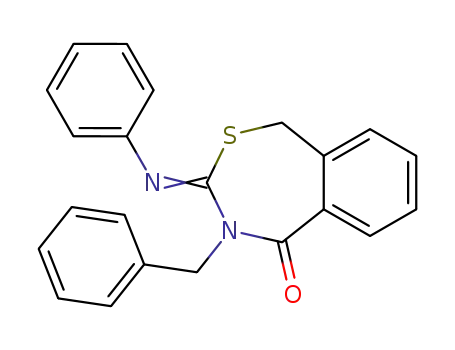 Molecular Structure of 57723-18-9 (4-benzyl-3-phenylimino-3,4-dihydro-1<i>H</i>-benzo[<i>e</i>][1,3]thiazepin-5-one)