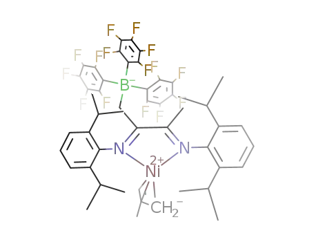 ((CH(CH<sub>3</sub>)2)2C<sub>6</sub>H<sub>3</sub>NC)2CH<sub>3</sub>CH<sub>2</sub>Ni(CH<sub>2</sub>CCH<sub>3</sub>CH<sub>2</sub>)B(C<sub>6</sub>F<sub>5</sub>)3