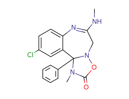 Molecular Structure of 49626-76-8 (10-chloro-1-methyl-6-methylamino-11b-phenyl-5,11b-dihydro-1<i>H</i>-benzo[<i>f</i>][1,2,4]oxadiazolo[2,3-<i>d</i>][1,4]diazepin-2-one)
