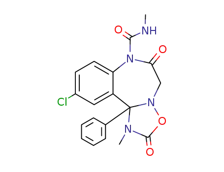 Molecular Structure of 49626-82-6 (10-chloro-1-methyl-2,6-dioxo-11b-phenyl-1,5,6,11b-tetrahydro-2<i>H</i>-benzo[<i>f</i>][1,2,4]oxadiazolo[2,3-<i>d</i>][1,4]diazepine-7-carboxylic acid methylamide)