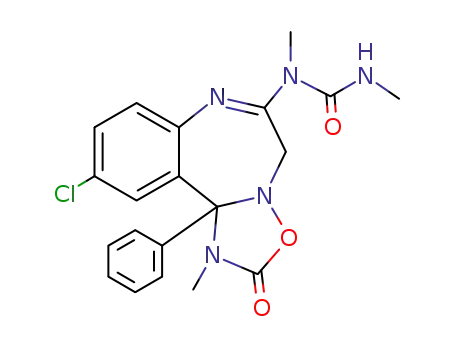 Molecular Structure of 49626-75-7 (1-(10-chloro-1-methyl-2-oxo-11b-phenyl-1,2,5,11b-tetrahydro-benzo[<i>f</i>][1,2,4]oxadiazolo[2,3-<i>d</i>][1,4]diazepin-6-yl)-1,3-dimethyl-urea)