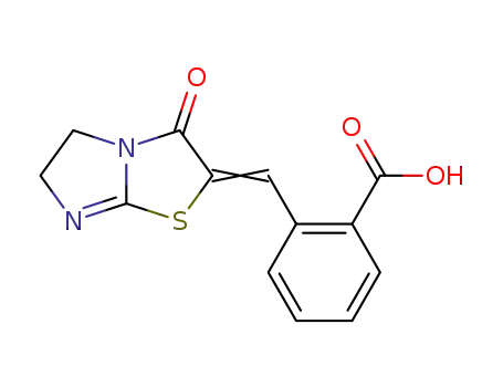 Molecular Structure of 108902-34-7 (2-(3-oxo-5,6-dihydro-imidazo[2,1-<i>b</i>]thiazol-2-ylidenemethyl)-benzoic acid)