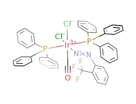 Molecular Structure of 66844-90-4 (Iridium,
carbonyldichloro[[2-(trifluoromethyl)phenyl]azo]bis(triphenylphosphine)-)