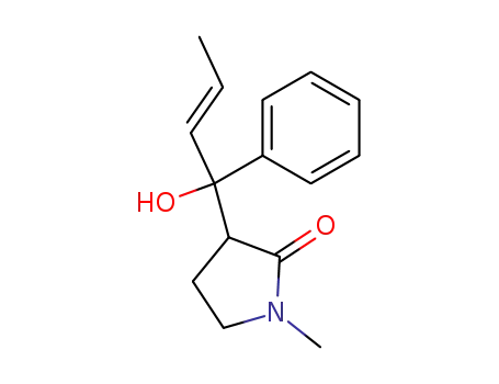 Molecular Structure of 97060-56-5 (3-(1-hydroxy-1-phenyl-2-butenyl)-N-methylpyrrolidone)