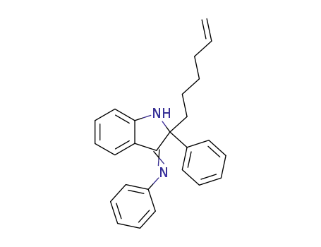 Molecular Structure of 89031-94-7 (Benzenamine,
N-[2-(5-hexenyl)-1,2-dihydro-2-phenyl-3H-indol-3-ylidene]-)