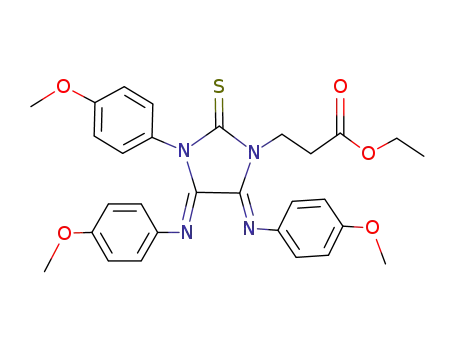 Molecular Structure of 99006-61-8 (3-{3-(4-Methoxy-phenyl)-4,5-bis-[(Z)-4-methoxy-phenylimino]-2-thioxo-imidazolidin-1-yl}-propionic acid ethyl ester)