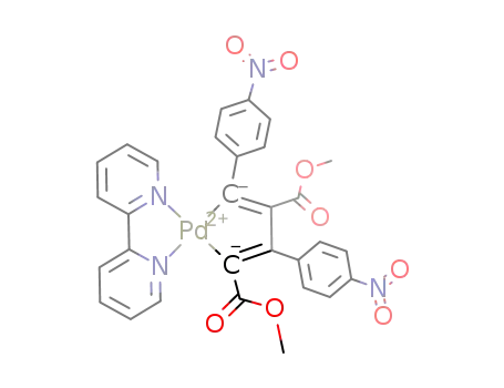 Molecular Structure of 1047665-09-7 (pallada-2,4-bis(carbomethoxy)-3,5-bis(4-nitrophenyl)cyclopentadienebipyridine)