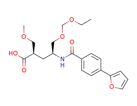 Molecular Structure of 299431-42-8 (5-ethoxymethoxy-2(R)-methoxymethyl-4(S)-[N-(4-(2-furyl)phenylcarbonyl)amino]pentanoic acid)