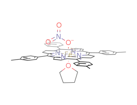Fe(III)(meso-tetratolylporphyrinato)(η1-ONO2)(THF)