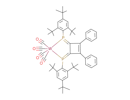 W(CO)4(1,2-di(phenyl)-3,4-bis[(2,4,6-tri-tert-butylphenyl)phosphinidene]cyclobutene)
