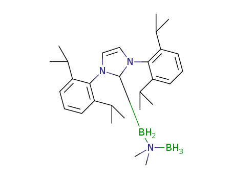 Molecular Structure of 1413395-67-1 ((1,3-bis-(2,6-diisopropylphenyl)imidazol-2-ylidene)H<SUB>2</SUB>BNH<SUB>2</SUB>-BH<SUB>3</SUB>)