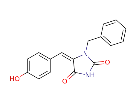 Molecular Structure of 1187307-79-4 ((E)-5-(4-hydroxybenzylidene)-1-benzylhydantoin)