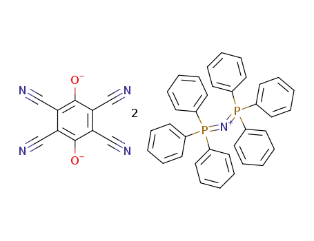 Molecular Structure of 144494-28-0 (bis<bis(triphenylphosphine)iminium(V)> salt of 3,6-dihydroxy-1,2,4,5-benzenetetracarbonitrile)