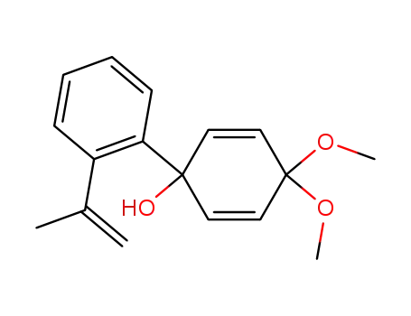 Molecular Structure of 114251-39-7 (2,5-Cyclohexadien-1-ol, 4,4-dimethoxy-1-[2-(1-methylethenyl)phenyl]-)