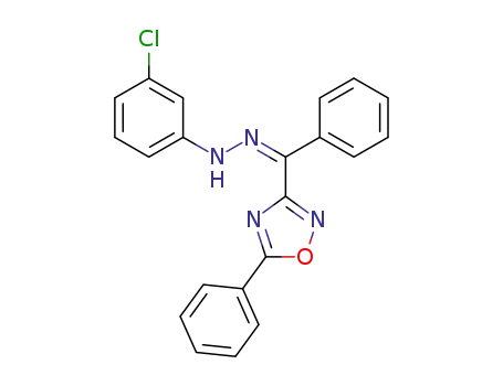 Molecular Structure of 80815-91-4 (Methanone, phenyl(5-phenyl-1,2,4-oxadiazol-3-yl)-,
(3-chlorophenyl)hydrazone, (1Z)-)